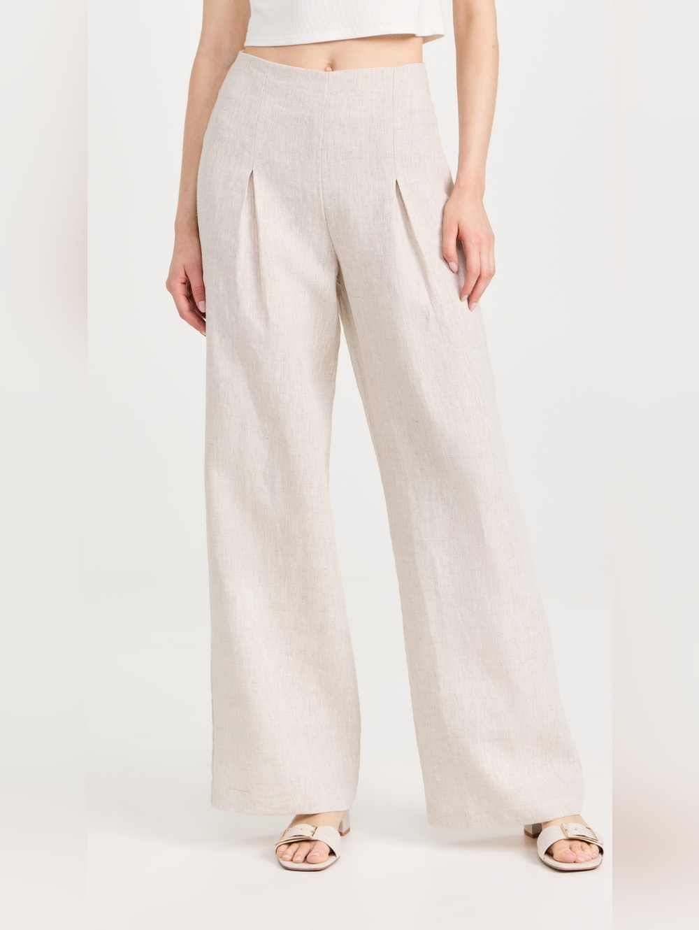 NWT Reformation Linen Trousers Oatmeal Size 6 - Picture 2 of 8
